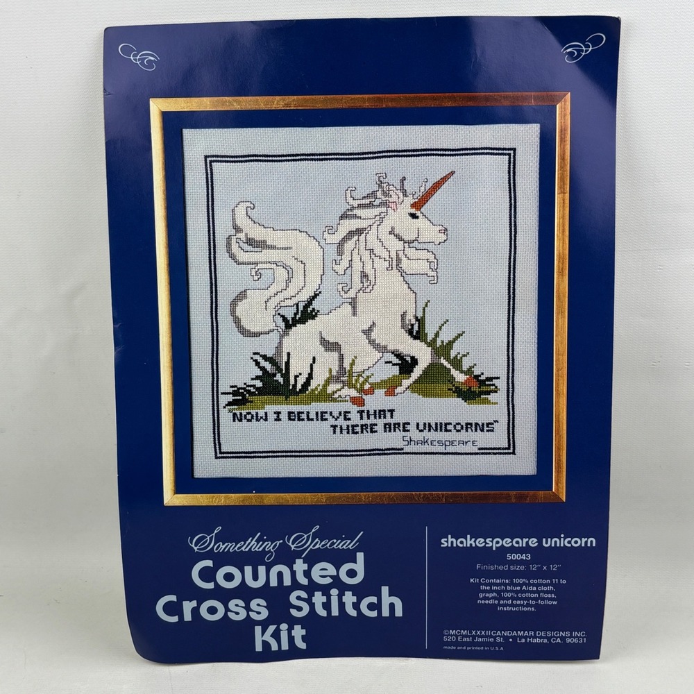 Candamar Designs Shakespeare Unicorn Counted Cross Stitch Kit 50043 Vintage 1982